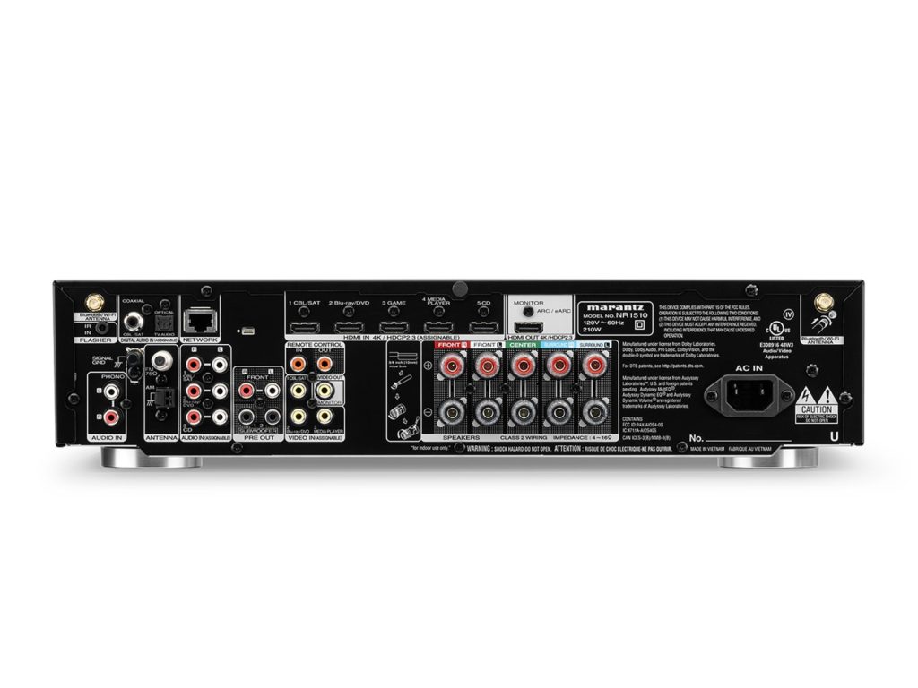 Panel trasero del Marantz NR1510 - con conexión HDMI eARC